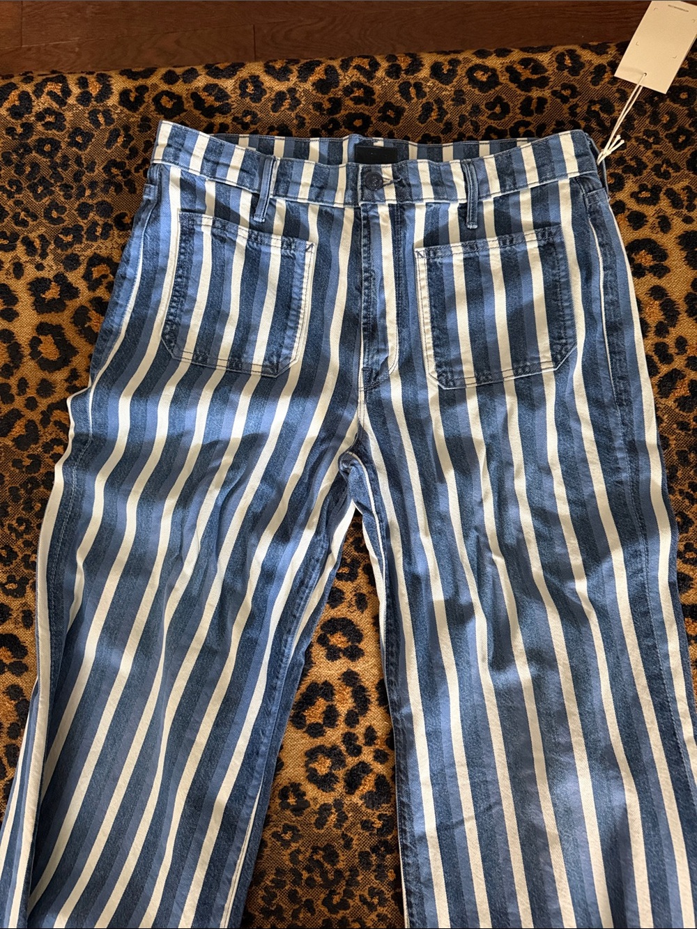 MOTHER Blue and White Vertical Stripe Women’s Jeans💋NWT FIRM NO OFFERS💋 - Picture 5 of 5